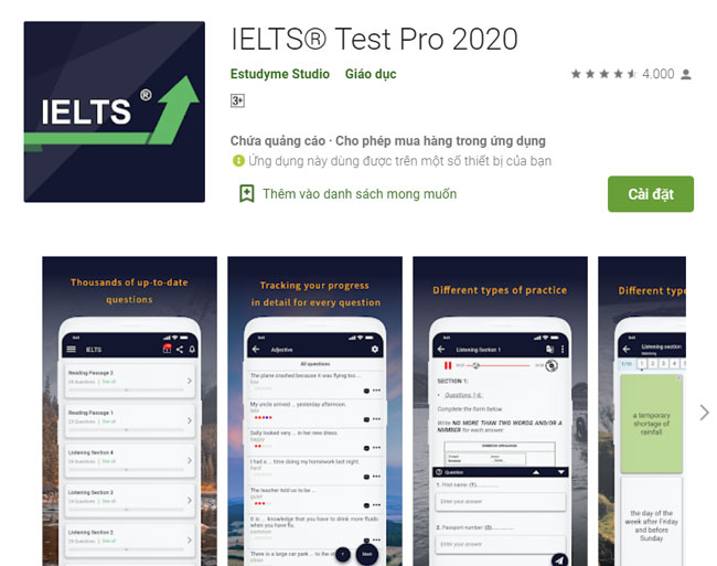 App học Ielts Test Pro
