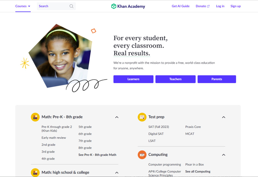 study website khan academy