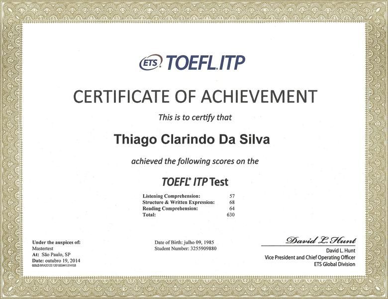 toefl certificate