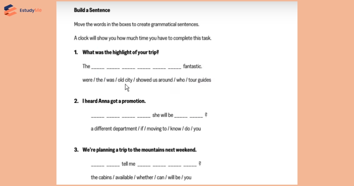 TOEFL Writing Build a sentence