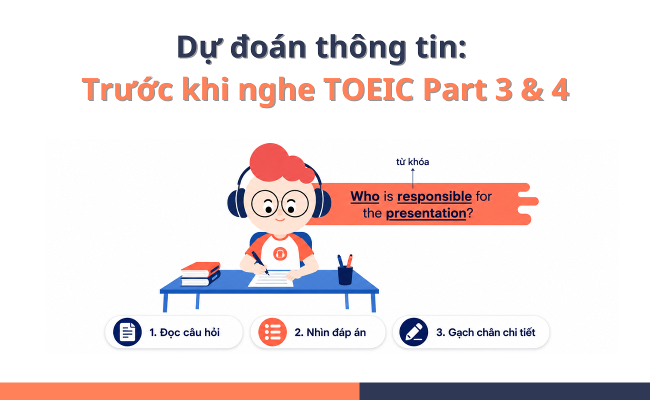 Dự đoán thông tin trước khi nghe Part 3 4 TOEIC