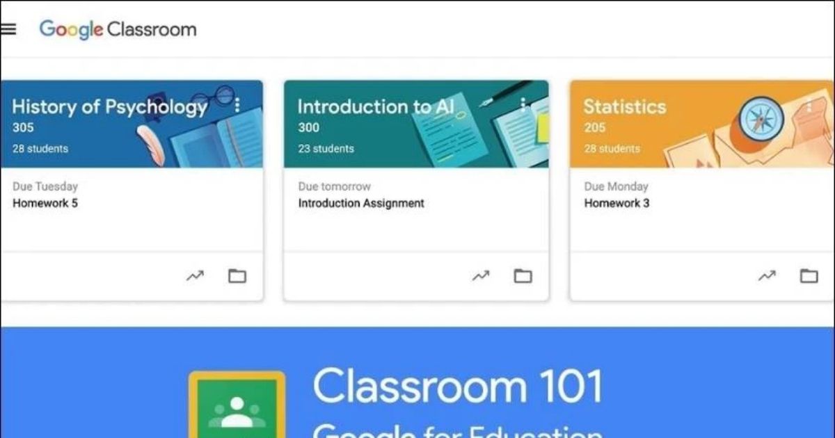 Phần mềm quản lý lớp học Google Classroom