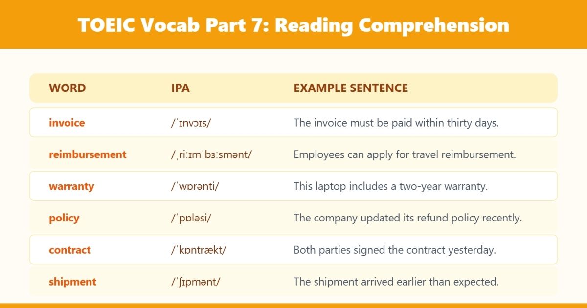 TOEIC Vocabulary Part 7